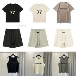 Mens T Shirt Essentialshorts Tshirt Veste Short Pant Essentialsweatshirts Letter Pure Womens Hooded Pullover High Quality Sleeveless Tank Top T Shirt Man Veste 65