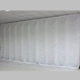 New 10ftx20ft Wedding Party Stage Background Decorations Wedding Curtain Backdrop Drapes In Ripple Design White Color2623