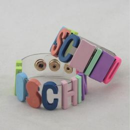Very cute Candy Colour Letters Charm Bracelets Fashion Designer Jewellery Womens bracelet Wedding Accessories Hip Hop girl lucky bang275S