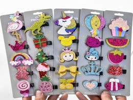 Kids Cute Cartoon Unicorn dinosaur animal Hair Clips baby Girls fruit Hairpin Barrettes children Hair Accessaries Headwear C60391064763