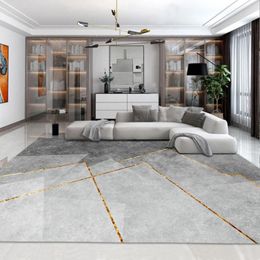 Carpets Nordic Geometry Grey With Gold Line Large Area Rug Soft Lamb Velvet Carpet And For Living Room Thick Bedroom Decor265Y