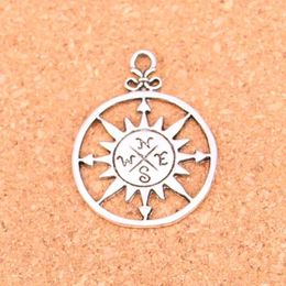34pcs Antique Silver Plated compass Charms Pendants for European Bracelet Jewellery Making DIY Handmade 36 27mm2375