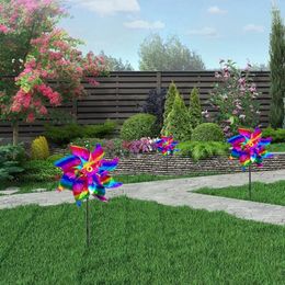 Garden Decorations Extra Sparkly Pinwheel With Stakes Bird Repellent Devices Colourful Outdoor Scare Lawn Decoration