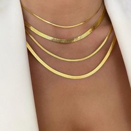 Chains Fashion Unisex Snake Chain Women Necklace Choker Stainless Steel Herringbone Gold Colour For JewelryChains212M