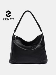 Zency Shoulder Bags For Women Genuine Leather Ladies Hand bags Big Capacity Hobo Fashion Tassel Crossbody 2024 Satchel female 240307