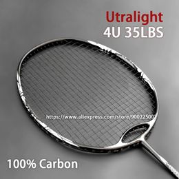 High Tension 35LBS Full Carbon Fibre Badminton Rackets With Bags String Professional 4U G5 Offensive Racquet Speed Sports Padel 240304