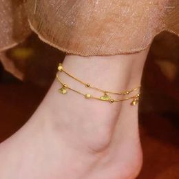 Anklets Exquisite Double Layered Ginkgo Leaf Ankle Chain With Women's Design Sensory Birthday Party Jewelry Gift Accessories