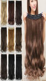 24 Inch Multicolor Optional High Temperature Silk Curling Clip Hair Curtain Synthetic Hair Extensions Curly Clip Hair Curler3324333