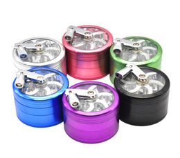Tobacco grinder 63mm 4layers Zicn alloy hand crank tobacco grinders metal grinders for herbs herbal grinders for tobacco DHL 4067016