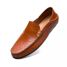 Casual Shoes Men's Genuine Leather Men Italian Loafers Moccasins Slip On Flats Breathable Hollow Out Male Driving