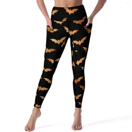 Women's Leggings Spooky Bat Bats Sexy Halloween Print High Waist Yoga Pants Elastic Leggins Women Graphic Fitness Gym Sports Tights