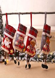 Christmas Plaid Socks Adornment Christmas Tree Cartoon Doll Pendants Santa Claus Fireplace Pendants Cute Christmas Gifts6693800