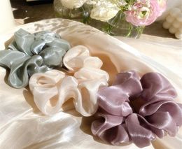 Women Girls Silk Hair Scrunchies Elastic Solid Colour Hairband Ponytail Holder Headband Headwear Hairs Accessories 20pcs1560195