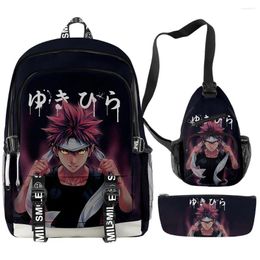 Backpack Fashion Food Wars Shokugeki No Soma 3D Printed 3pcs/Set Student School Bags Multifunction Travel Chest Bag Pencil Case