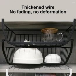 Kitchen Storage Excellent Organiser Rack Durable Basket High Durability Stackable Dual Hook Metal Wire