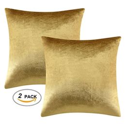 2 Packs Gold Decorative Cushions Covers Cases for Sofa Bed Couch Modern Luxury Solid Velvet Home Throw Pillows Covers Silver 22060306S