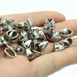 Factory Whole 200pcs Silver Tone Stainless Steel High Quality Connector Pendant Hook printing Pinch Bail Clip Clasp Jewellery Fi236g