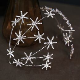 Snowflake Girl Hairbands Star Headbands Hair Women Pageant Diadem Head Jewelries Bridal Wedding Tiaras Hair Accessories Crowns 240301