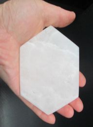 8cm Natural White Selenite Hexagon Slice Rough Mineral Specimen Gypsum Stone Selenite Crystal Coaster9484754