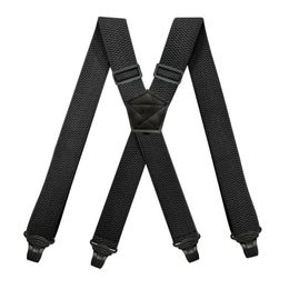 Heavy Duty Work Suspenders for Men 38cm Wide XBack with 4 Plastic Gripper Clasps Adjustable Elastic Trouser Pants BracesBlack 2205242j