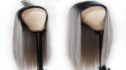 Natural Long Silky Straight Grey Colour Brazilian Lace Front Wig 180 Full Density Heat Resistant Glueless Synthetic Wigs Fashion o5077843