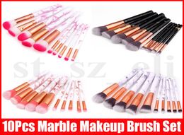 New 10pcsset Marble Makeup Brushes Sets Blush Powder Eyebrow Eyeliner makeup brush set Foundation make up brushes5004352