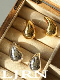 Stud Earrings 2024 INS Style Gold Colour Earring Water Drop Half Empty Big For Women Girl Brass Metal Simple Trendy Charm Jewellery