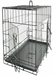 Black 48quot 2 Door Pet Cage Folding Dog wDivider Cat Crate Cage Kennel wTray DC9800315