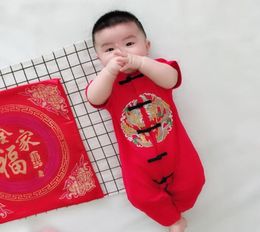 baby clothes Chinese style baby suit Newborn Infant Girls Boys New Year Embroidery Romper Jumpsuit Outfits 3N279691649