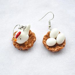 Dangle Earrings Fashion Cartoon Chicken Eggs For Women Girls Funny Asymmetrical Drop Easter Party Clothing Jewellery Accessories