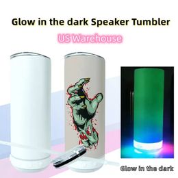 Local Warehouse 20OZ Glow in the dark Sublimation Bluetooth Tumbler Double Wall Stainless Steel Smart Wireless Speaker Music Tumbl184P