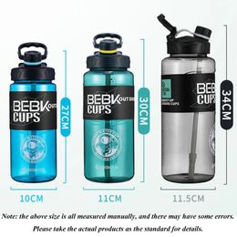 2 Litre Sports Water Bottles Transparent Plastic Water Cup BPA Free Water Bottle Portable Outdoor Travel Bicycle Drinkware Jug 240306