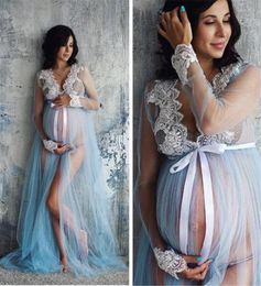 New Women Pregnant Maternity Gown Pography Props Costume Lace Long Maxi Dress Women2210608