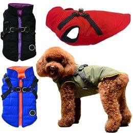 Dog Clothes with Harness Puppy Jacket Windproof Coat Padded Clothing Chihuahua French Bulldog Yorkie Costume Pet Supplies 240226