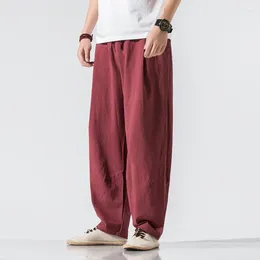 Men's Pants Men Clothes Summer Japanese Casual Streetwear Harajuku Cotton Linen Baggy Male Solid Oversized Bloomers Trousers M-5XL