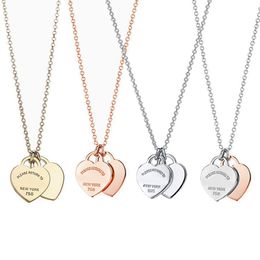 NEW Fashion 100% 925 Sterling Silver Necklace Pendant Heart Beads Link Chain Rose Gold Design Necklaces For Women Luxury Jewelry O320b
