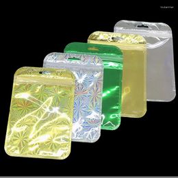 Gift Wrap 100pcs/lot Laser Gold/silver Aluminum Foil Bag Self Sealing Plastic Jewelry Data Line Storage Bags Baggies Package