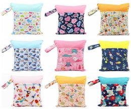 Diaper Bags Printed Pocket Nappy Bags Double Pocket Cloth Handle Wetbags Reusable Wet Dry Bags Latest 37 Designs Whole DHW31237208001