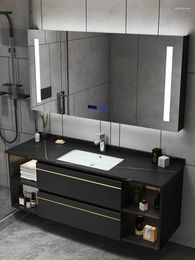 Bathroom Sink Faucets Stone Plate Solid Wood Cabinet Wash Basin Washbasin Combination Smart Mirror