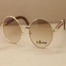 Decor Wood frame 7550178 Octagon Sunglasses Round men famous silver gold metal frame C Decoration high quality lenses Diamond242Y