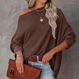 Women's Sweaters Autumn Bat Long Sleeve Knitted Sweater Women Loose O-neck Pullovers Winter Casual Sexy Slash Neck