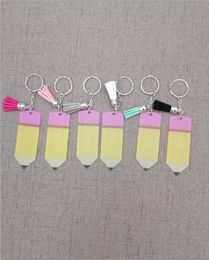 Creative Teachers Day Fashion Acrylic Pencil Keychain Personalize With Small Tassel Keyring Festival Party Gift4125084