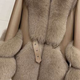 New Fox 2023 Haining Grass Coat Spliced Sheepskin Fashion Women's Wear Slimming Real Leather And Fur Integrated 5099