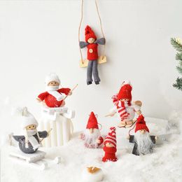 Christmas Decorations Wool Felt Decoration Hanging Pendant Angel Dolls Boys Girls Ski Kids Diy Crafts Holiday Party Xmas Tree Home Ornament
