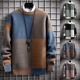 Men's Sweaters Knitted Sweater Men Pullover Oversize Male Winter Harajuku Casual Streetwear Patchwork Autumn Hip Hop Vintage Plaid Top