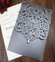 Crystal wedding invitation country silver grey wedding engagement invitations flower laser cutting custom design multi colors8605683