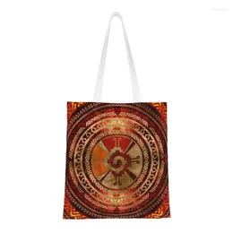 Shopping Bags Hunab Ku Mayan Symbol Burnt Orange And Gold Tote Bag Women Fashion Canvas Shoulder Shopper Big Capacity Handbag