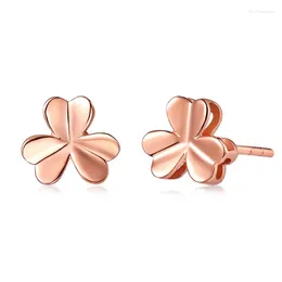 Stud Earrings Classic Clover AU750 18K Rose Solid Real Pure Genuine Gold Piercing For Women Female Upscale Office Jewellery