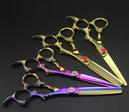 6 Inch Hair Cutting Scissors Thinning Shears Professional High Quality Dragon Handle Barber Hairdressing Tools Salon Haircut Kit4071303