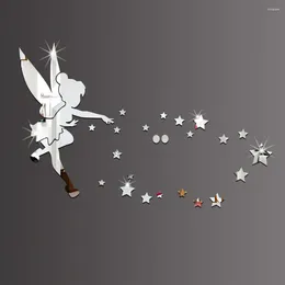 Wall Stickers JM064 Fairy Blowing Stars Creative Self Adhesive Acrylic Mirror Sticker Background Crystal Decoration